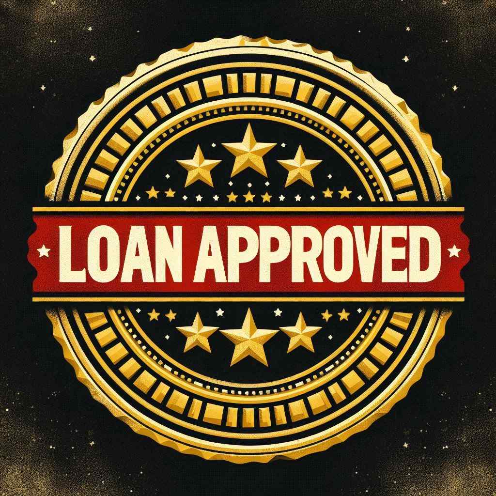 A circular badge featuring the words "LOAN APPROVED" is surrounded by stars, indicating that the MCA agent secured this client from a list of aged MCA leads from Aged Leads Depot.