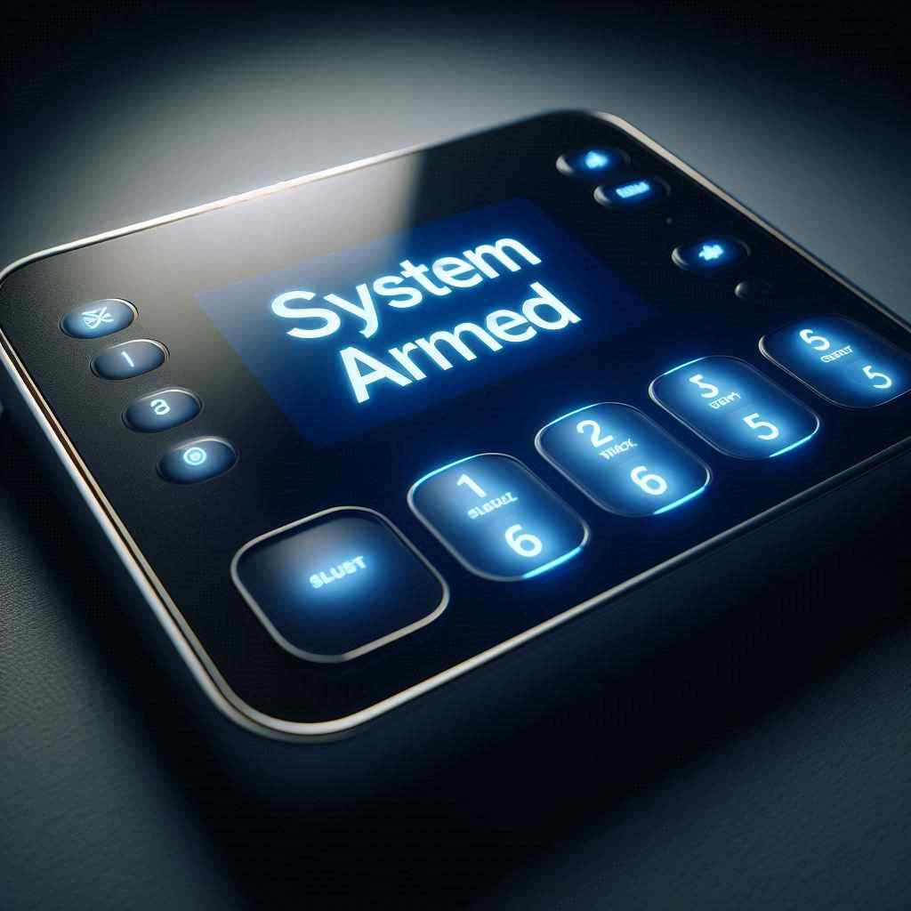 A home security agent acquired this client from a list of residential home security leads from Aged Leads Depot, showcasing a security system panel with "System Armed" displayed.