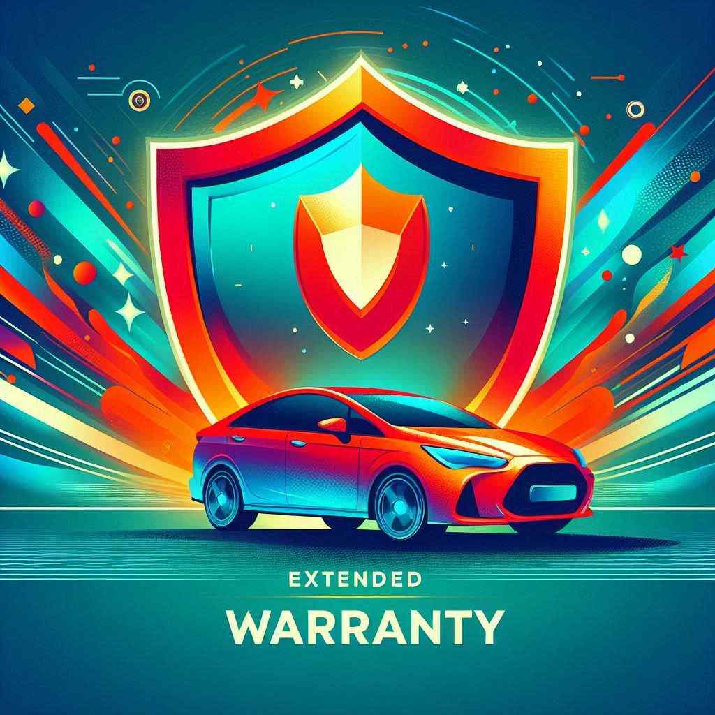 A car is featured in front of a colorful shield, representing extended car warranty leads from Aged Leads Depot.