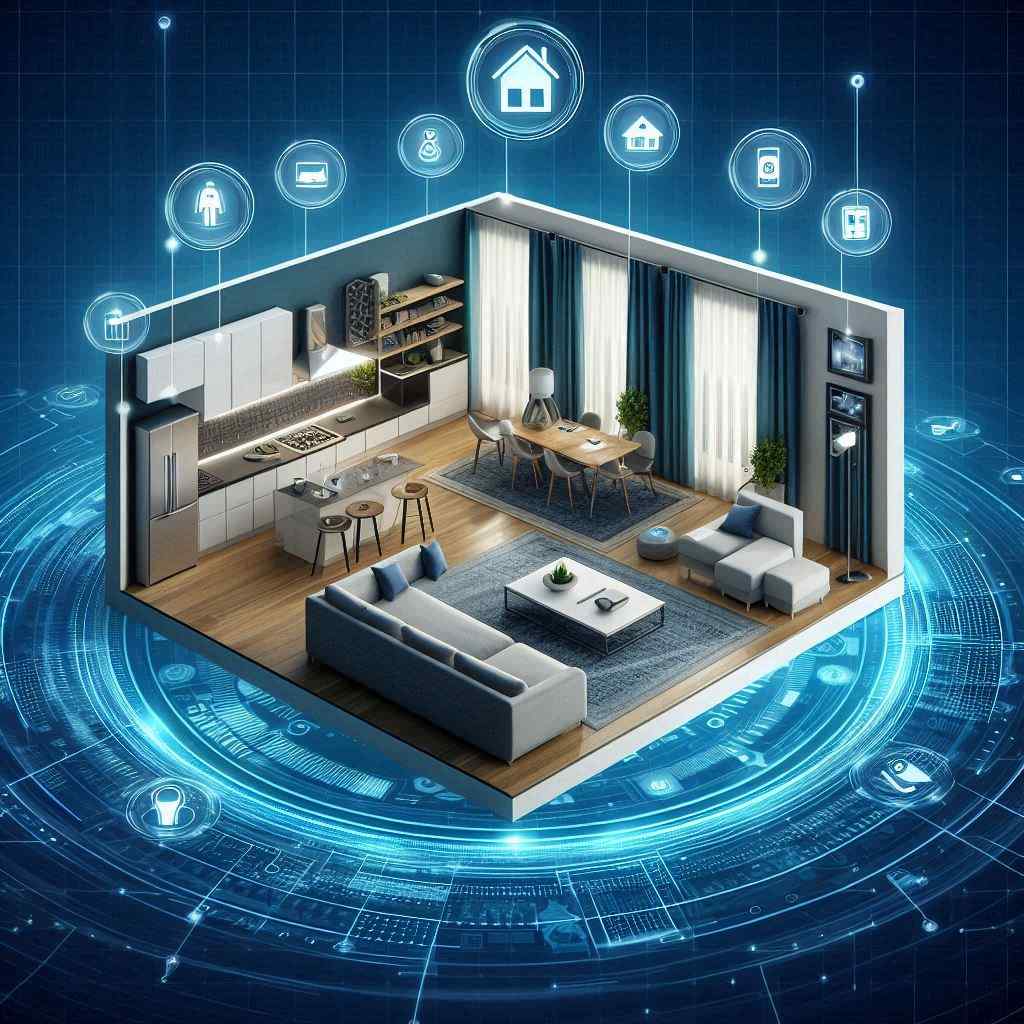 A home security agent acquired this client from a list of home alarm system leads from Aged Leads Depot, featuring a modern living space with security icons above.