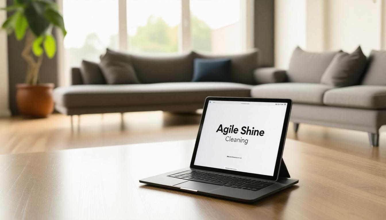 tablet with Agile Shine cleaning written on it