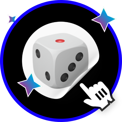 Icône 'Jeux avec Dés' illustrant un dé blanc, idéale pour des jeux amusants en soirée entre amis