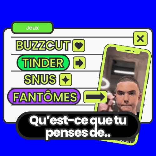 Un jeu pour discuter et juger des sujets, tendances ou objets divers avec des choix affichés comme Buzzcut ou Tinder