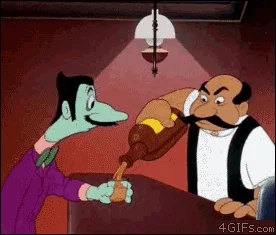 personnage de dessin animé qui boit des verres