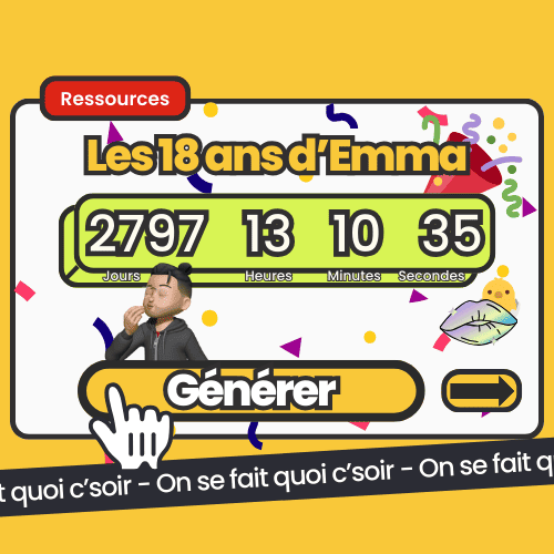 Générateur et calculateur de compte à rebours pour les 18 ans, outil festif et interactif