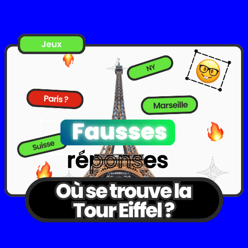 Jeu de soirée 18-25 ans où se trouve la Tour Eiffel faux indices NY Marseille Paris idéal pour jeu alcool ou jeu soft.