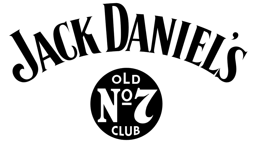 Logo Jack Daniel's avec le texte stylisé et le cercle emblématique 'Old No. 7 Club', symbole de la célèbre marque de whisky
