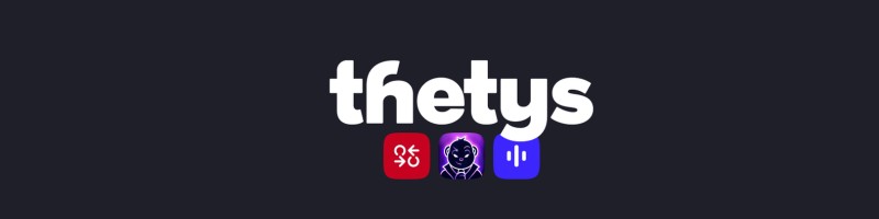 Bannière de THETYS LAB, créateur de l'application Insight, affichant son logo avec des icônes stylisées rouges et violettes sur fond noir.