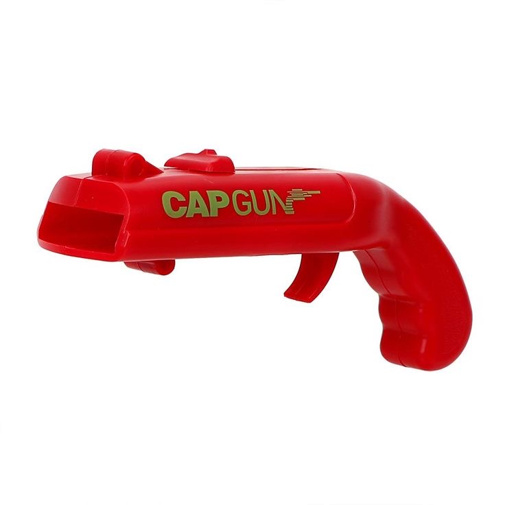 Décapsuleur en forme de pistolet rouge, appelé Cap Gun Bottle