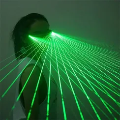 Lunettes laser vert, projetant des faisceaux lumineux pour soirées et animations