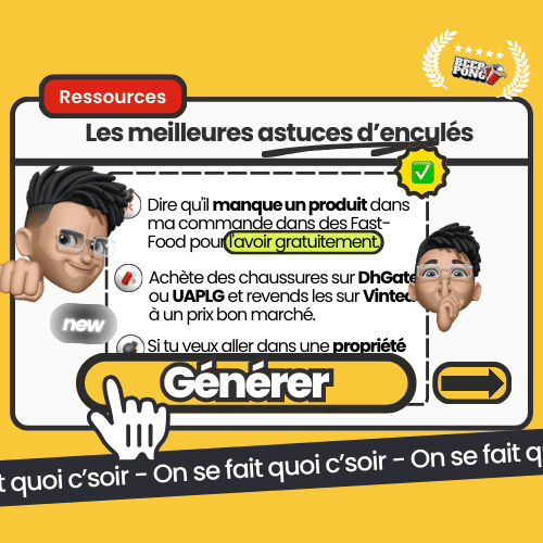 Générateur des meilleures astuces audacieuses, ressource humoristique pour des idées décalées en soirée