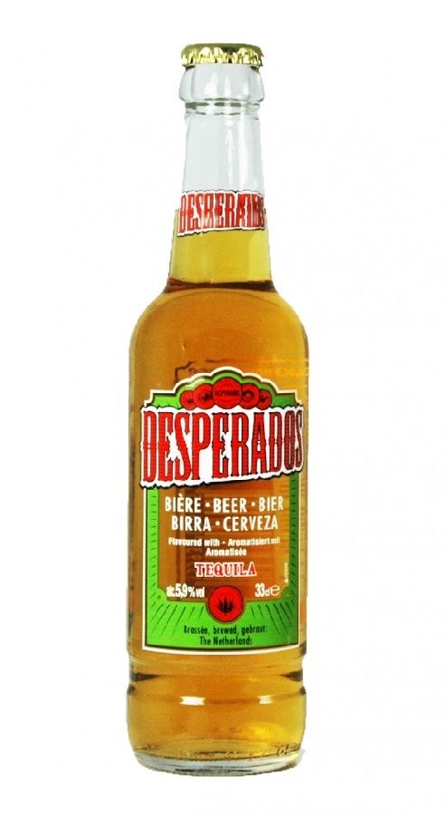 Bouteille de bière Desperados, aromatisée à la tequila, parfaite pour une soirée entre amis
